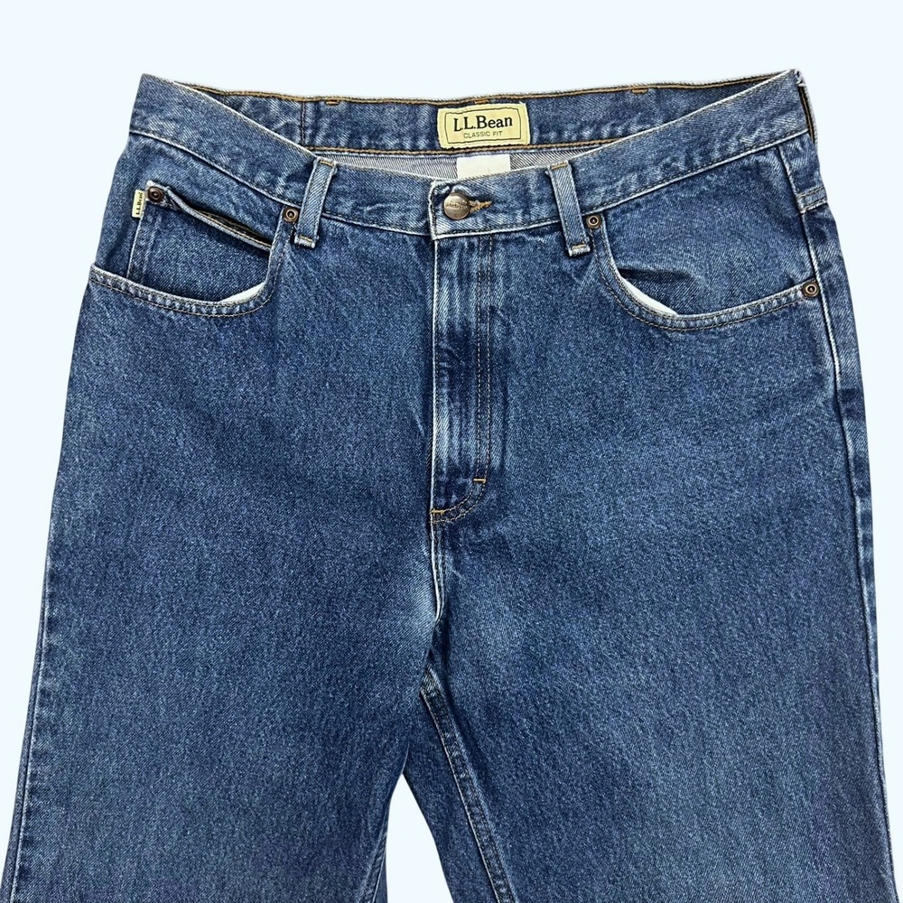 Vintage LL Bean Classic Fit Blue Denim Jeans Mens 34x36 Medium Wash Straight Leg